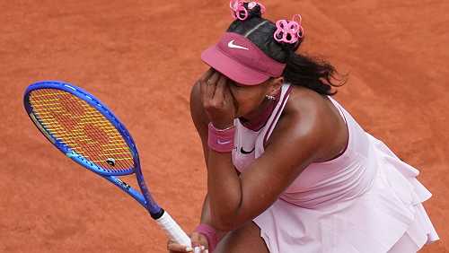 Naomi Osaka tears up after first-round French Open loss to Paula Badosa
