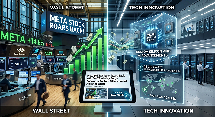 Meta (META) Stock Roars Back with 14.8% Weekly Surge Following Custom Silicon and AI Advancements...